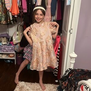 SHEIN DRESS- Gold/ Sheer Puff Sleeves